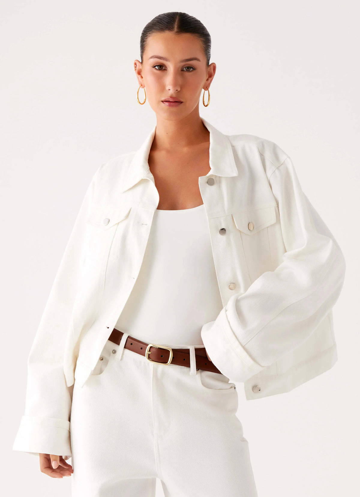 Back Again Oversized Denim Jacket White