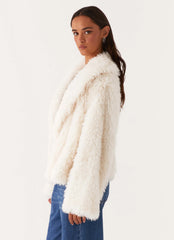 Denver Oversized Fur Jacket Ivory