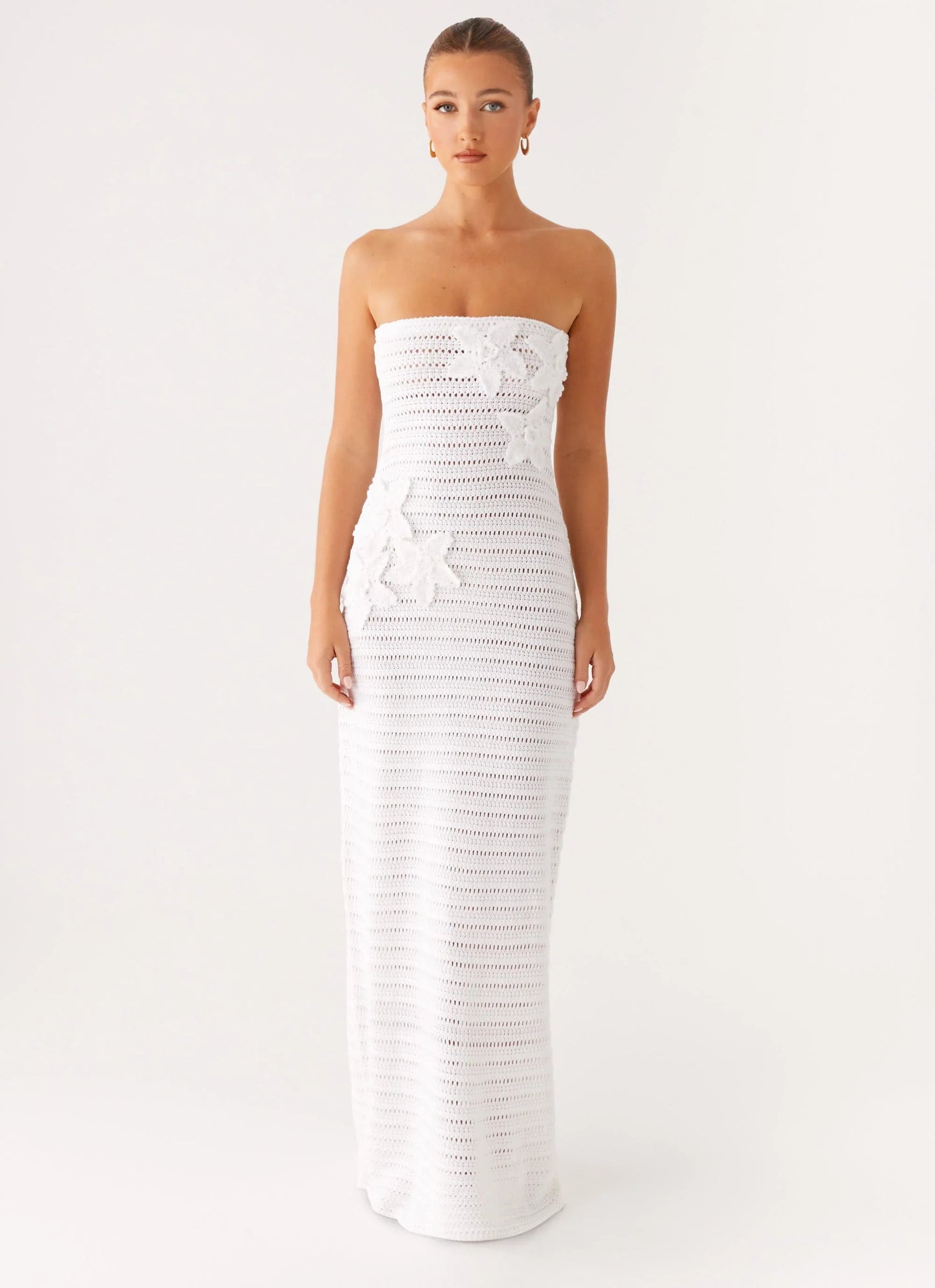 Diaz Crochet Maxi Dress White