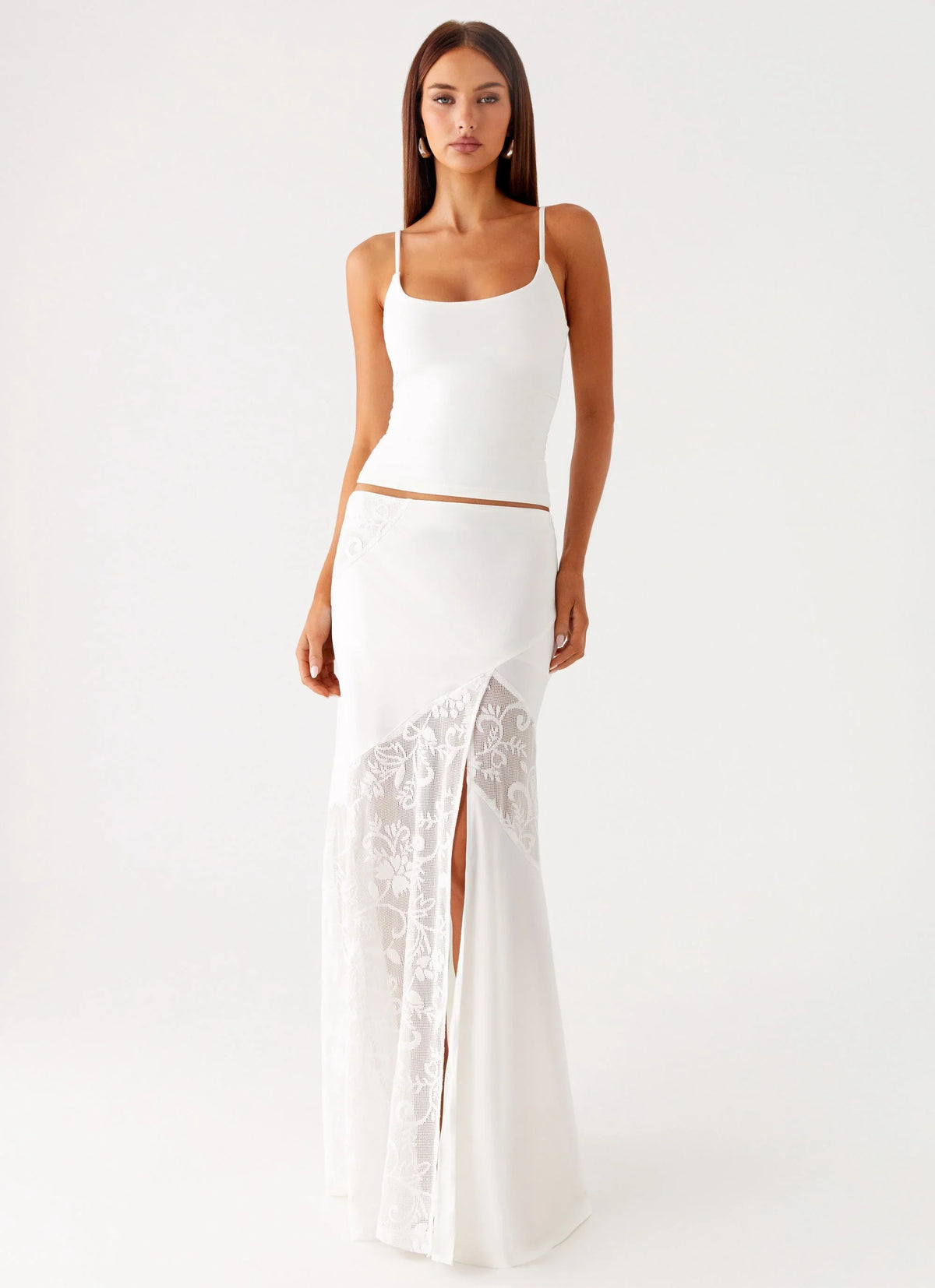 Dasie Lace Maxi Skirt White