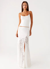 Dasie Lace Maxi Skirt White