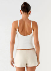 Candela Suede Low Rise Mini Shorts Ivory