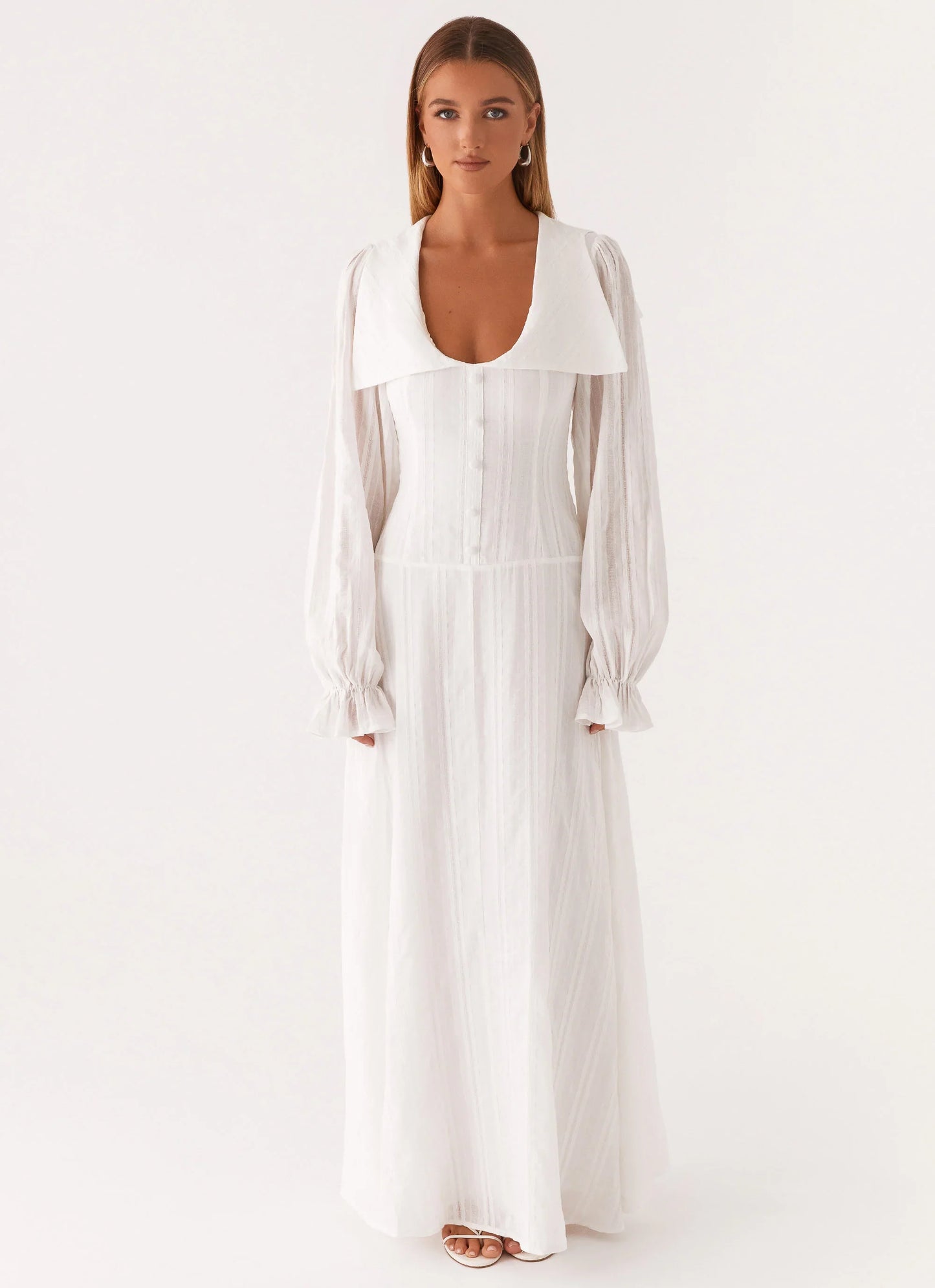 Alima Long Sleeve Maxi Dress White