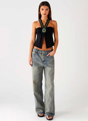 Boheme Breeze Halter Top Black