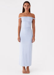 Arabella Twist Shoulder Maxi Dress Blue