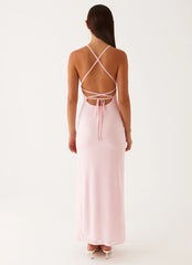 Beki Beaded Mesh Maxi Dress Pink