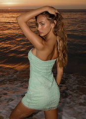 Dangerous Kind Beaded Mini Dress Sage
