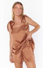 Glam Time Shorts ~ Copper Luxe Satin
