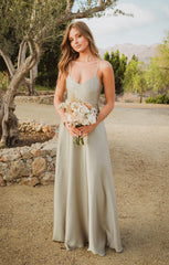 Faith Maxi Dress ~ Moss Green Luxe Satin