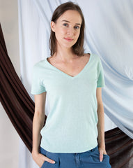 Marcelle T-Shirt (V-Neck) - Chalk Blue