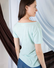 Marcelle T-Shirt (V-Neck) - Chalk Blue
