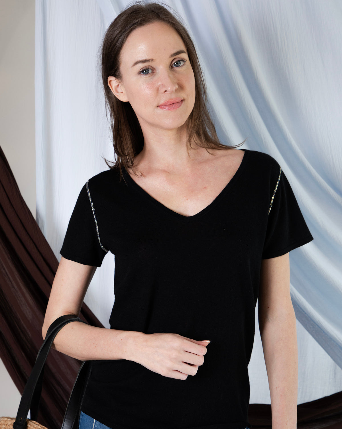 Marcelle T-Shirt (V-Neck) - Pitch Black