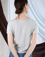 Marcelle T-Shirt (V-Neck) - Woodsmoke