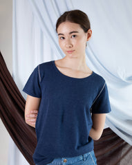 Marcelle T-Shirt (Round Neck) - Indigo Denim