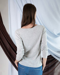 Marcelle Long T-Shirt (V-Neck) - Woodsmoke