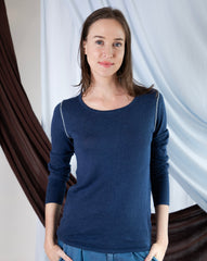 Marcelle Long T-Shirt (Round Neck) - Indigo Denim
