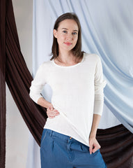 Marcelle Long T-Shirt (Round Neck) - White