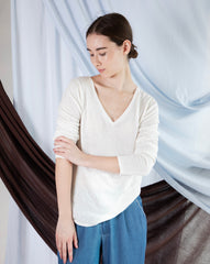Marcelle Long T-Shirt (V-Neck) - White