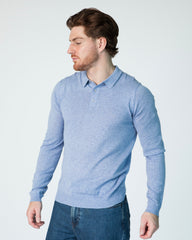 Polo Men Michel Long Sleeve - Gingham Blue