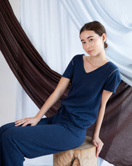 Marcelle T-Shirt (V-Neck) - Indigo Denim