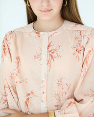 Girl Louise Blouse - Nude & Rust Flowers