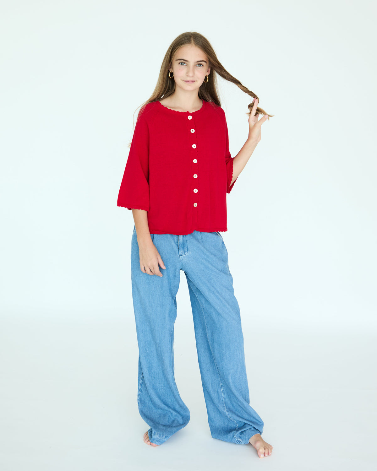 Girl La Bretagne Cardigan - Red