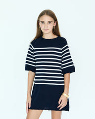 Girl La Bretagne Dress - Navy/White Stripes