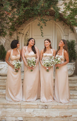 Hazel Halter Maxi Dress ~ Champagne Luxe Satin