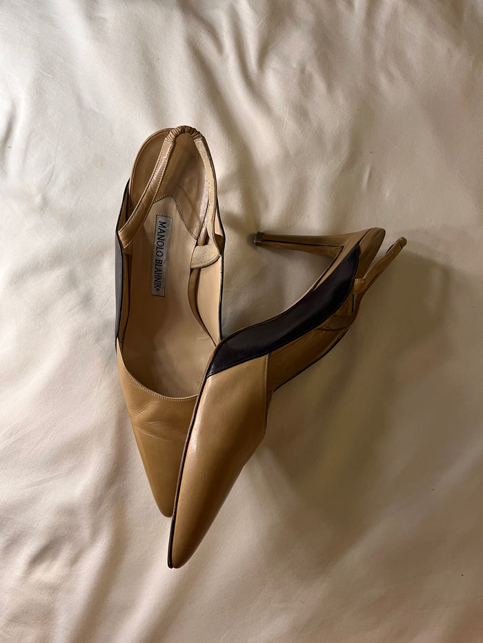 Manolo Blahnik black & tan, US 8.5