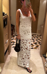 Lani Maxi Dress ~ White Bloom Crochet