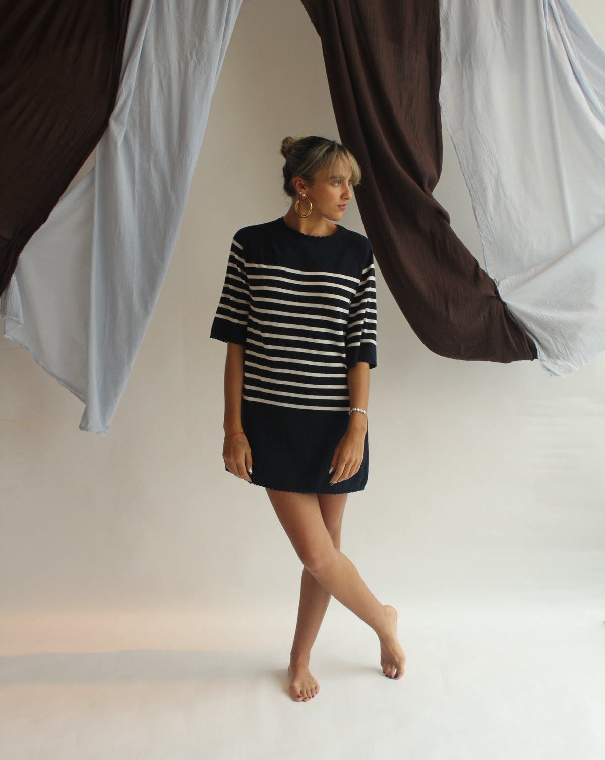 La Bretagne Dress - Navy/White Stripes