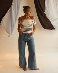 La Bretagne Top - White/Navy Stripes
