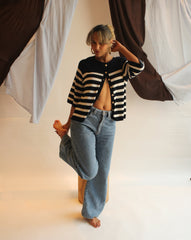 La Bretagne Cardigan - Navy/White Stripes
