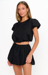 Highland Crop Top ~ Black Poplin