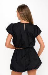 Highland Crop Top ~ Black Poplin