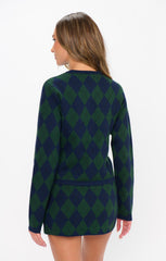 Cher Cardigan ~ Oxford Argyle Knit