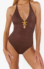 Corsica One Piece ~ Cinnamon Shimmer with Starfish
