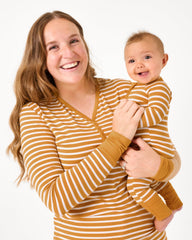 Marigold Stripe Women's Long Sleeve Pajama Top