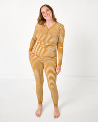 Marigold Stripe Women's Long Sleeve Pajama Top