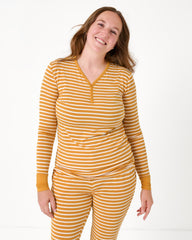 Marigold Stripe Women's Long Sleeve Pajama Top