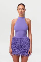 Faux Feather Mini Skirt