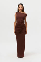 Smooth Off-Shoulder Ruched Maxi Dress