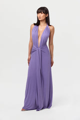 Smooth Halter Plunge Drape Tie Dress