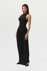 Naked Sleeveless Draped Midi Dress