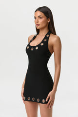 Bandage Halter Grommet Mini Dress