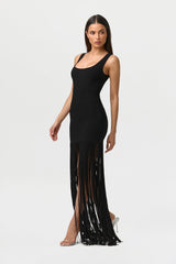 Knit Fringe Tank Dress