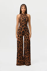 Naked Print Halter Wide Leg Jumpsuit