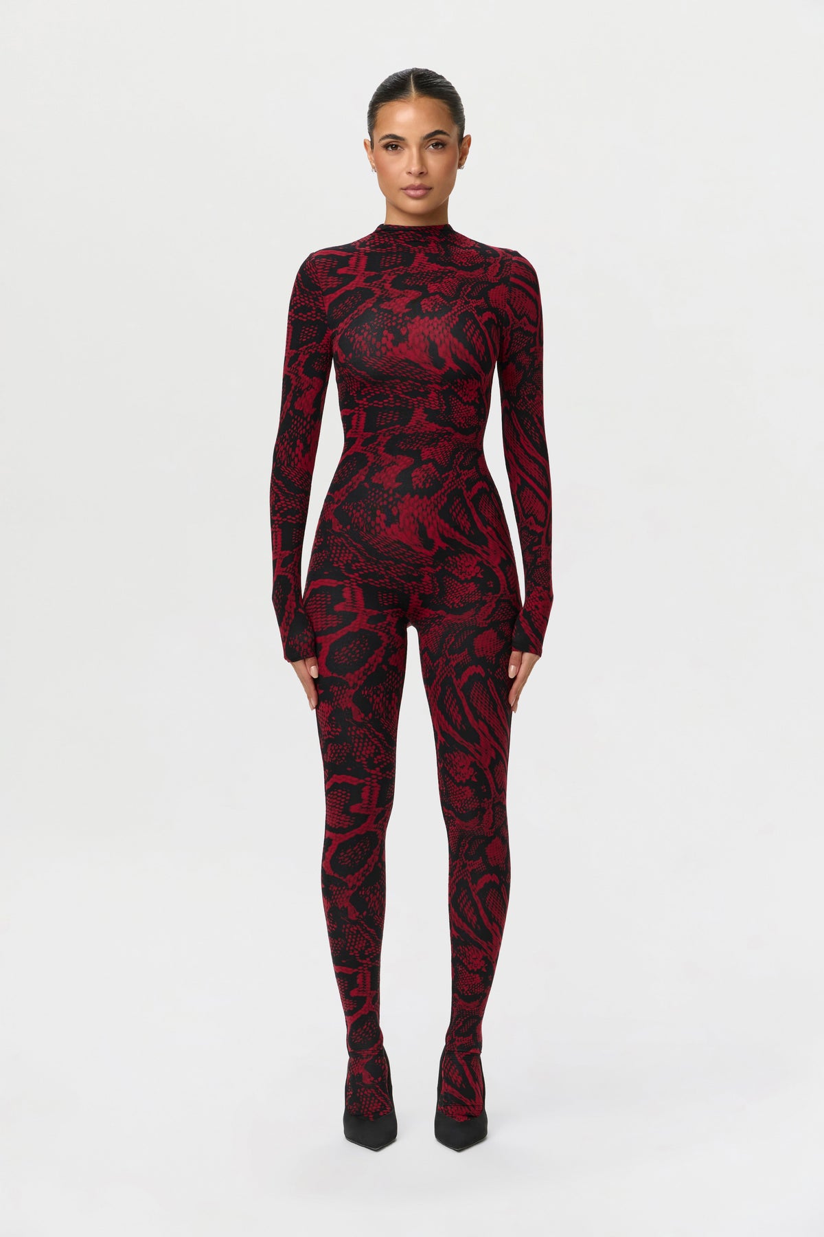 Naked Print Closed Toe Jumpsuit Petite