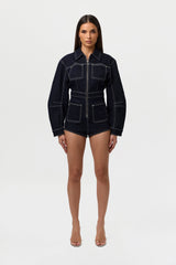 Denim  Zip Up Romper