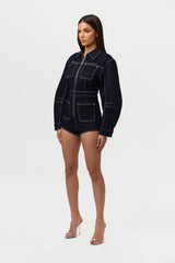 Denim  Zip Up Romper